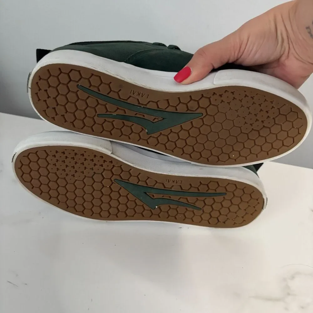 Lakai Men Riley 2 Skate Shoes Gum Suede Sole Slip On Riley Hawk Dk Green Size 7